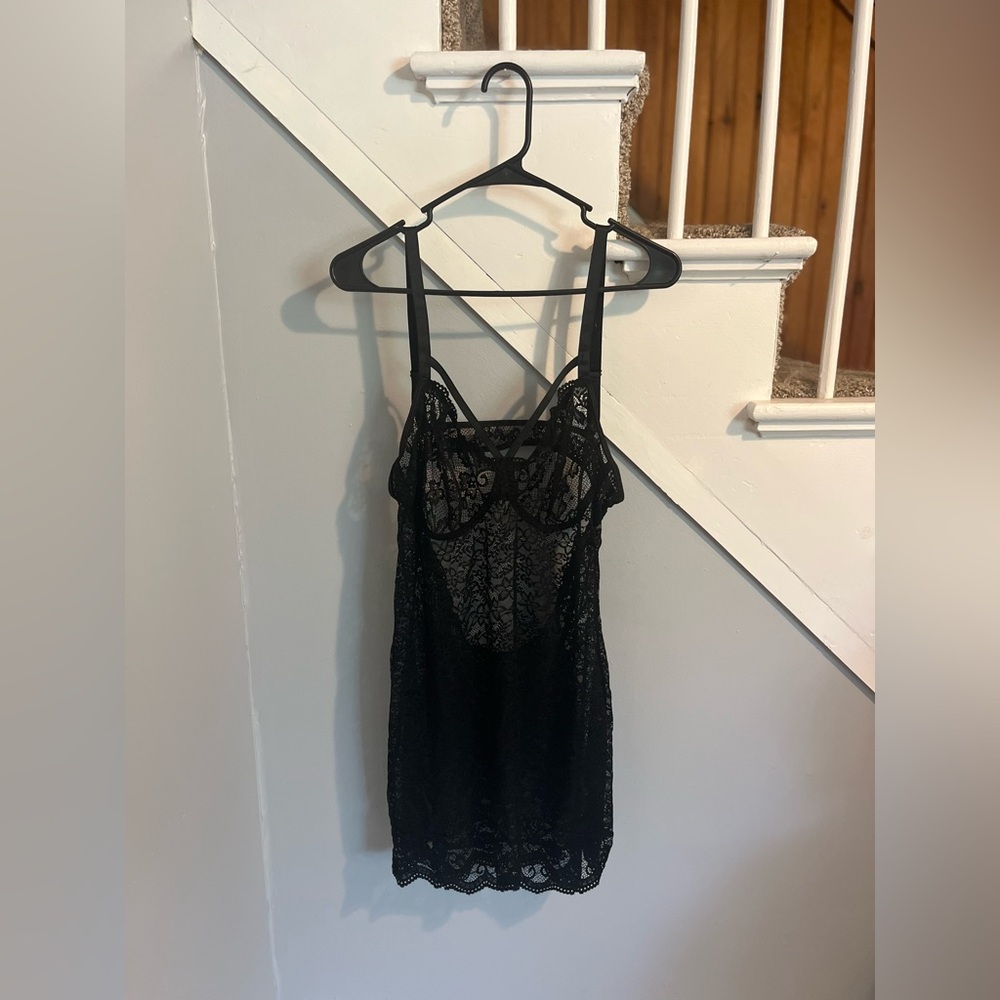 SHEIN Black Lace Slip Dress